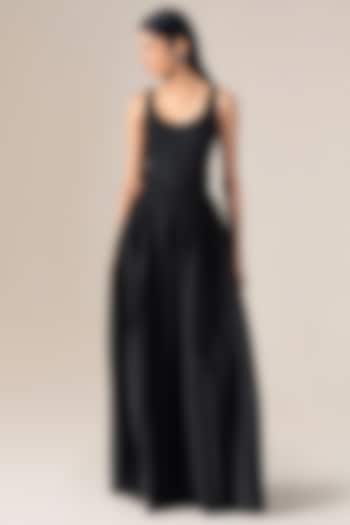 Black Wool Pleated Palazzo Pant by AMPM at Pernia's Pop Up Shop