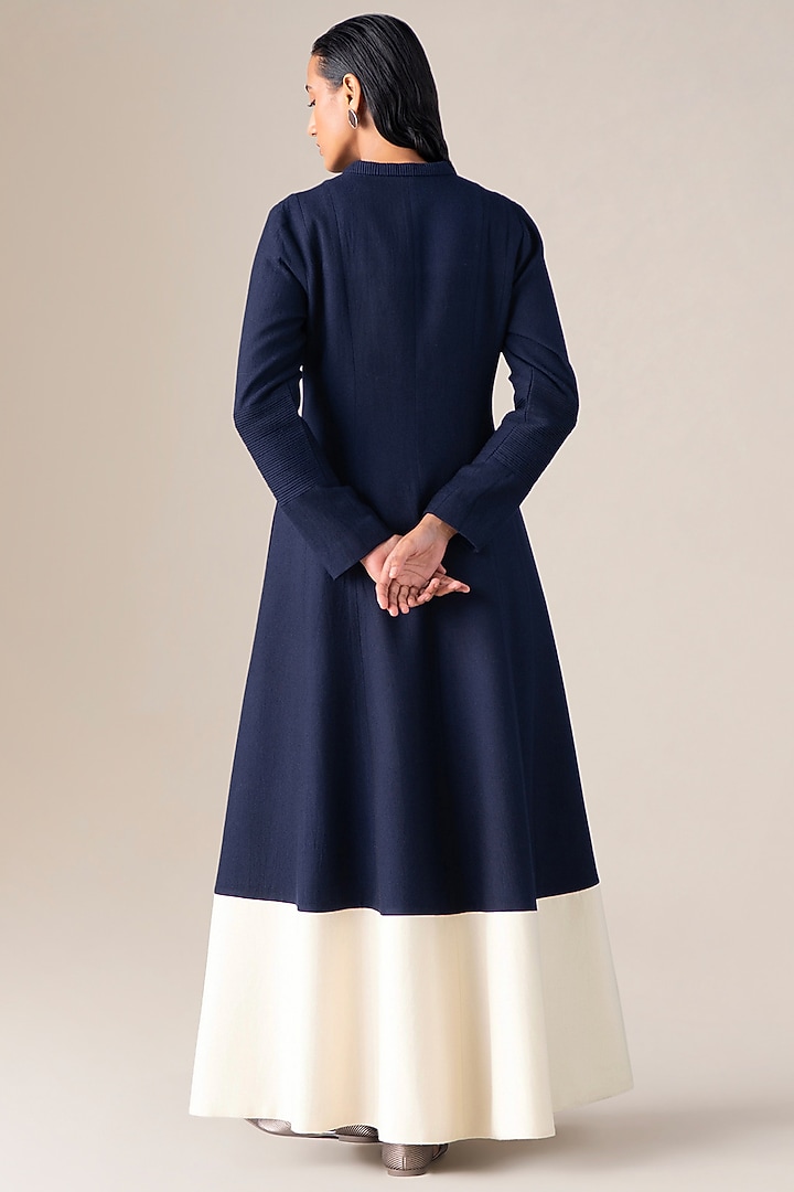 Navy Blue Wool Jacket Set by AMPM at Pernia's Pop Up Shop