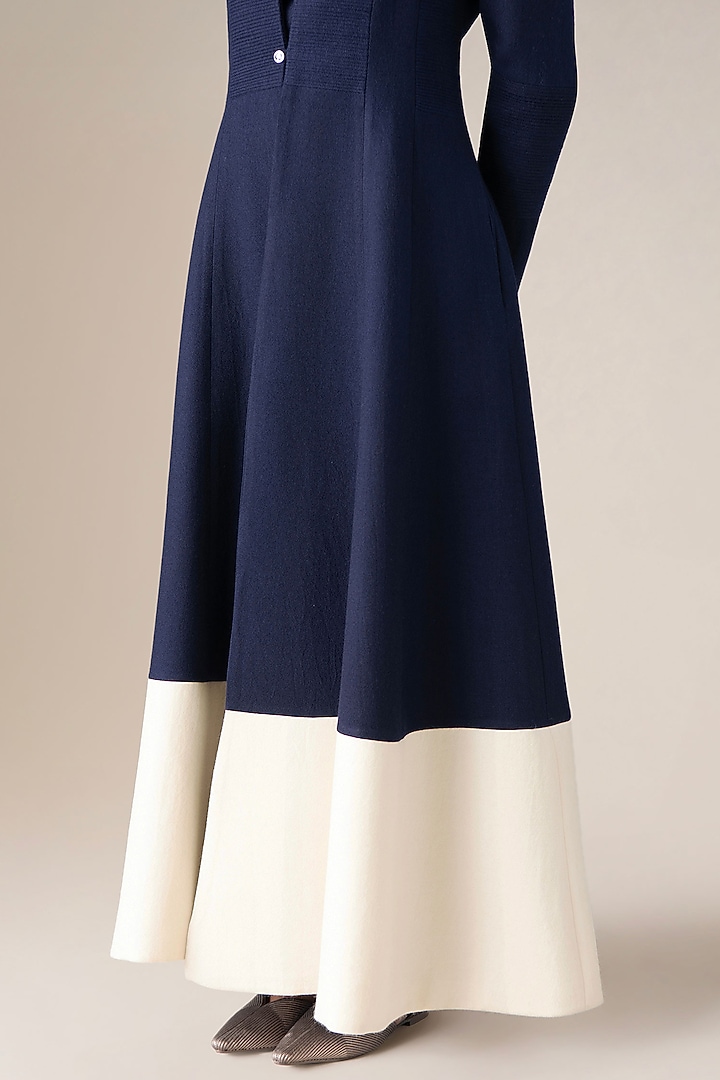 Navy Blue Wool Jacket Set by AMPM at Pernia's Pop Up Shop