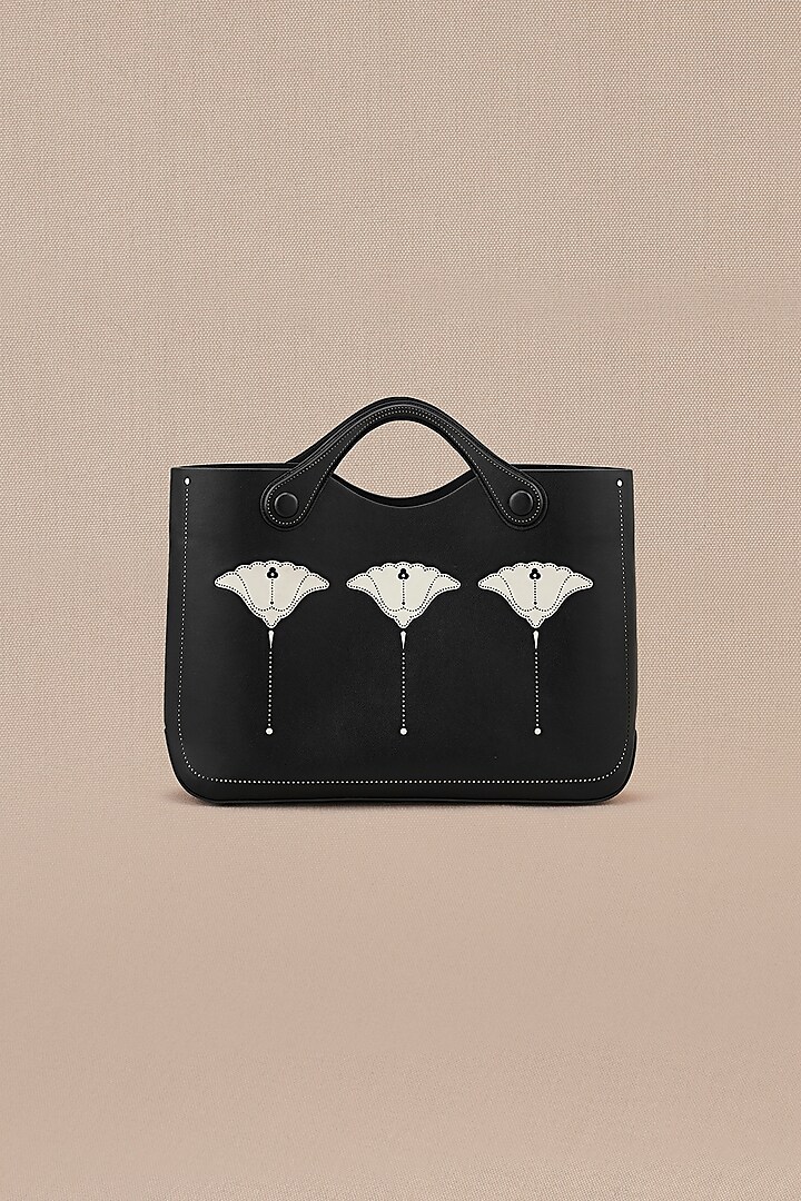 Black Faux Leather Tote Bag by AMPM Accessories at Pernia's Pop Up Shop