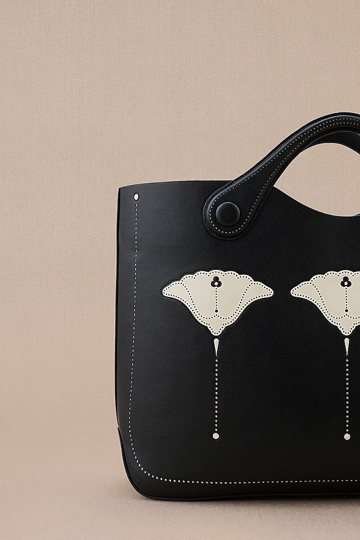 Black Faux Leather Tote Bag by AMPM Accessories at Pernia's Pop Up Shop