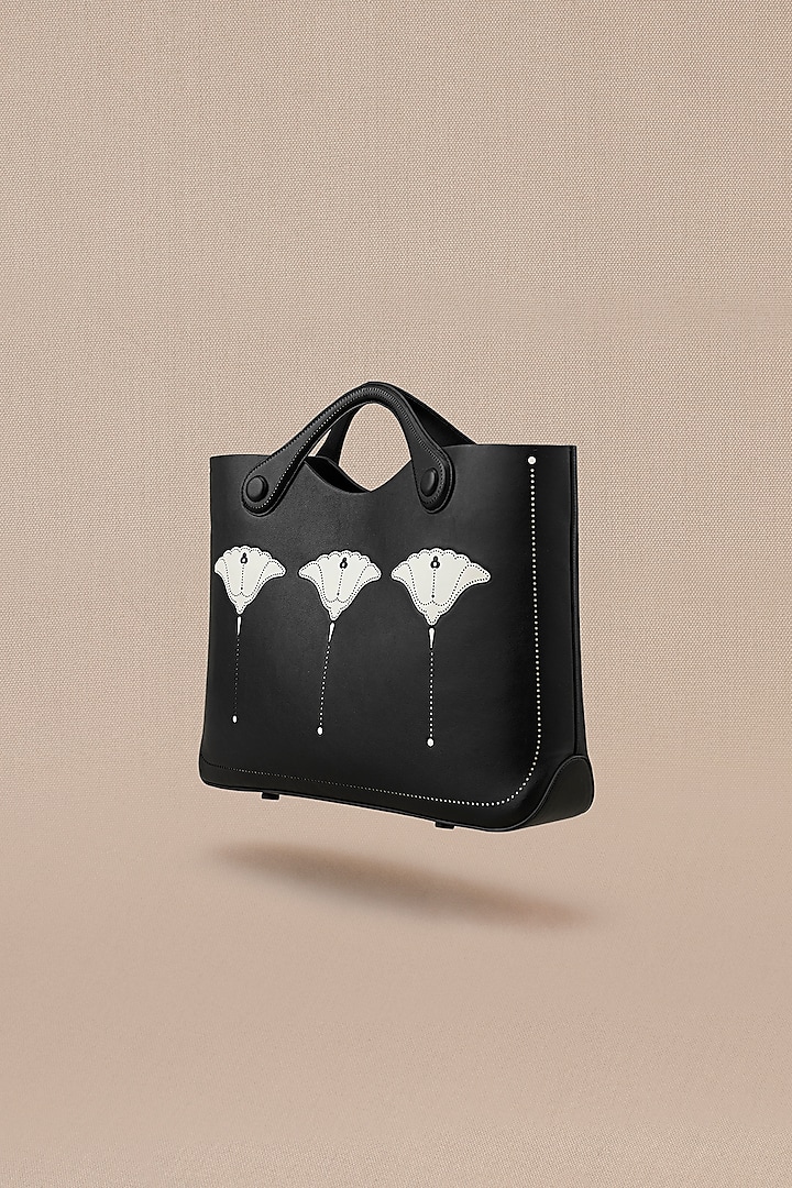 Black Faux Leather Tote Bag by AMPM Accessories at Pernia's Pop Up Shop