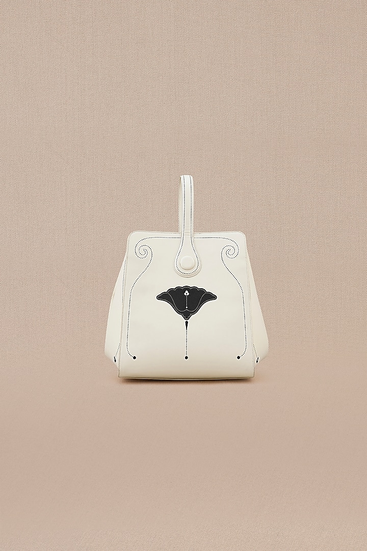 Ivory Faux Leather Bucket Bag by AMPM Accessories at Pernia's Pop Up Shop