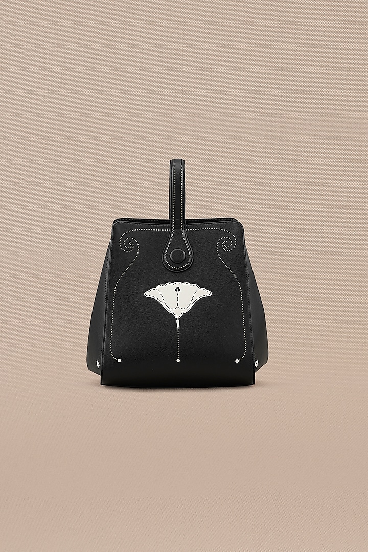 Black Faux Leather Bucket Bag by AMPM Accessories