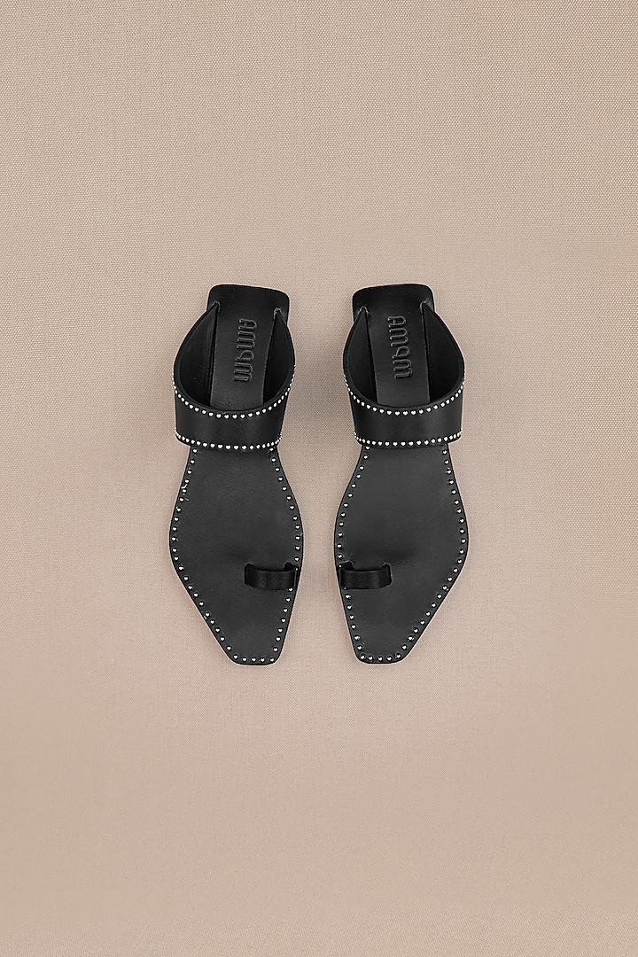 Black Faux Leather Ceri Slip-Ons by AMPM Accessories