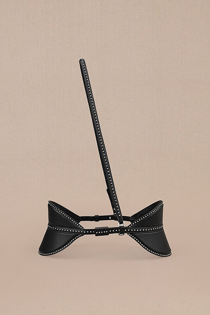Black Faux Leather Handcrafted Belt by AMPM Accessories at Pernia's Pop Up Shop