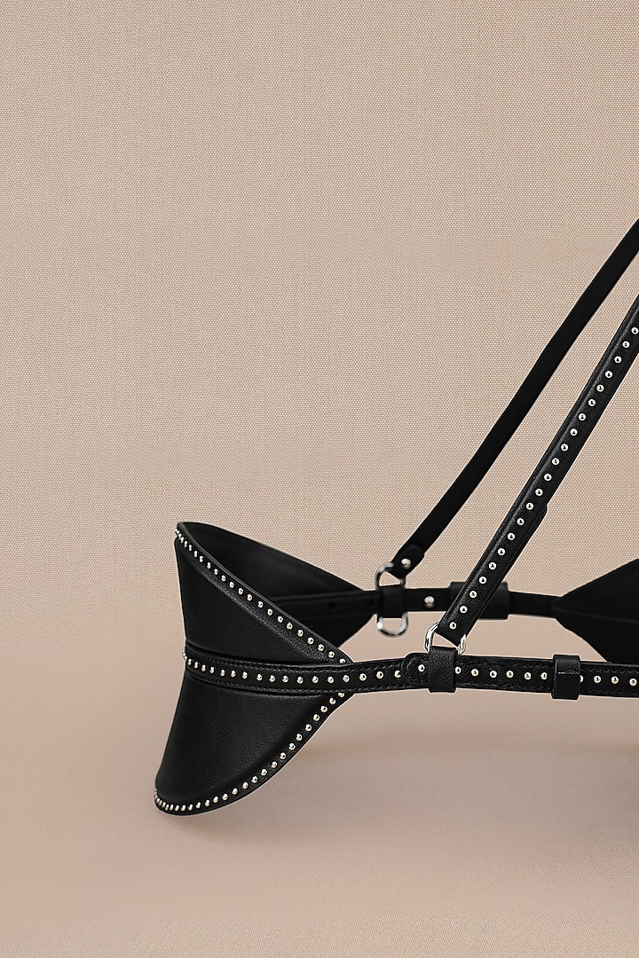 Black Faux Leather Handcrafted Belt by AMPM Accessories at Pernia's Pop Up Shop