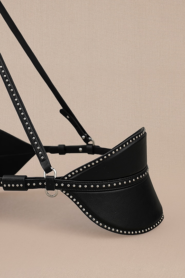 Black Faux Leather Handcrafted Belt by AMPM Accessories at Pernia's Pop Up Shop