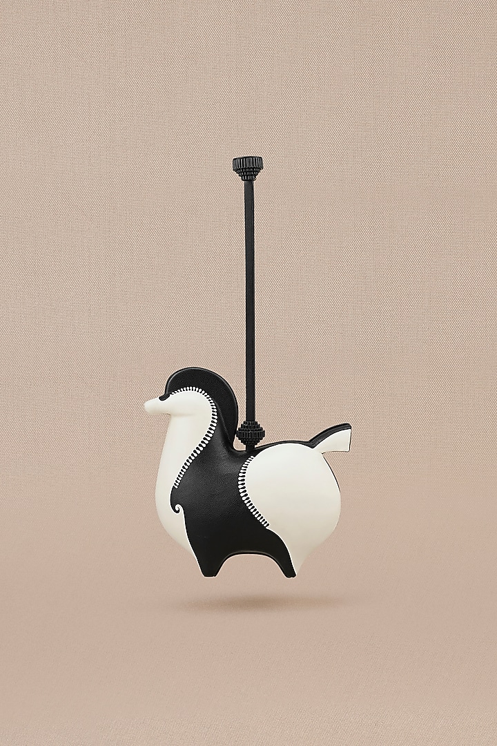 Black & Ivory Faux Leather Equine Sculpture Top Handle Bag by AMPM Accessories at Pernia's Pop Up Shop