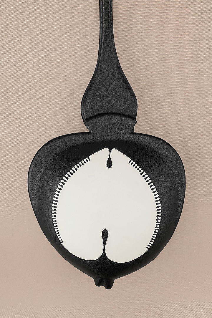 Black & Ivory Faux Leather Top Handle Bag by AMPM Accessories at Pernia's Pop Up Shop
