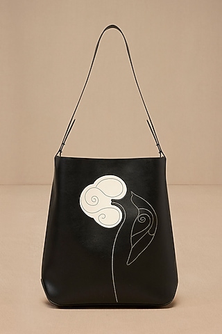 Black Faux Leather Shoulder Bag by AMPM Accessories