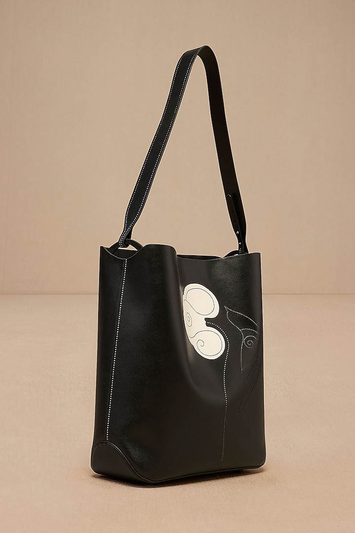 Black Faux Leather Shoulder Bag by AMPM Accessories at Pernia's Pop Up Shop