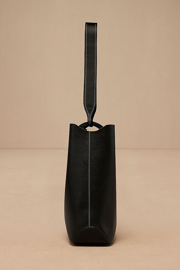 Black Faux Leather Shoulder Bag by AMPM Accessories at Pernia's Pop Up Shop