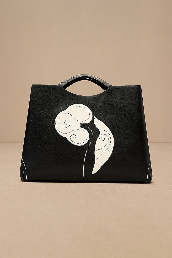 Black Faux Leather Tote Bag by AMPM Accessories at Pernia's Pop Up Shop