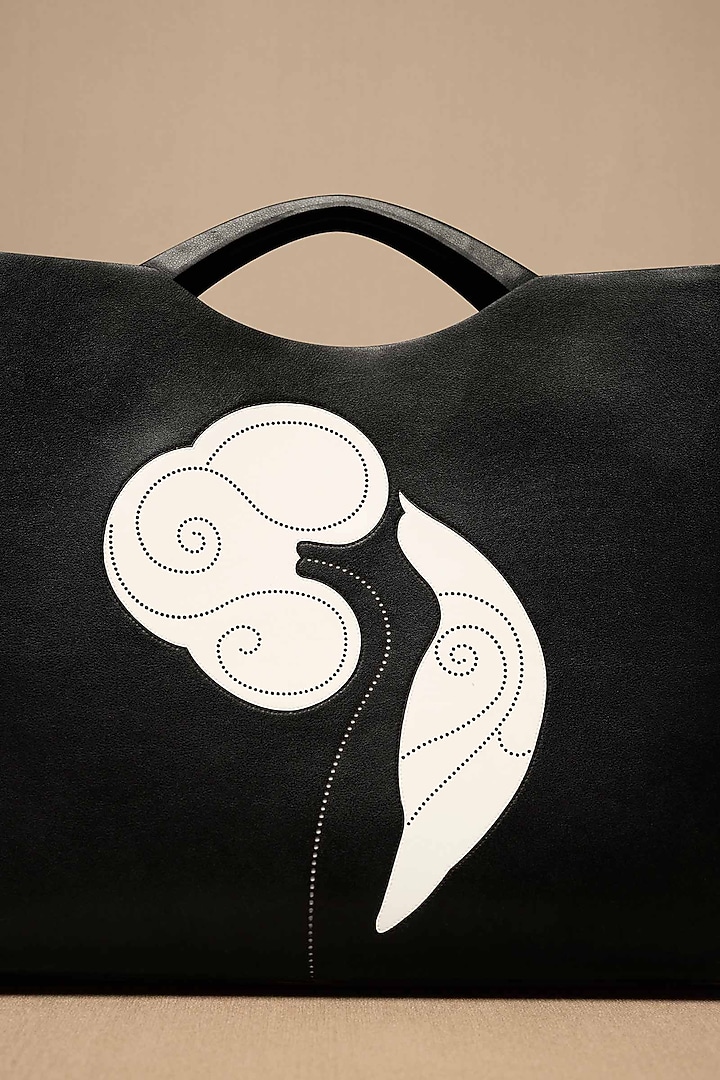 Black Faux Leather Tote Bag by AMPM Accessories at Pernia's Pop Up Shop