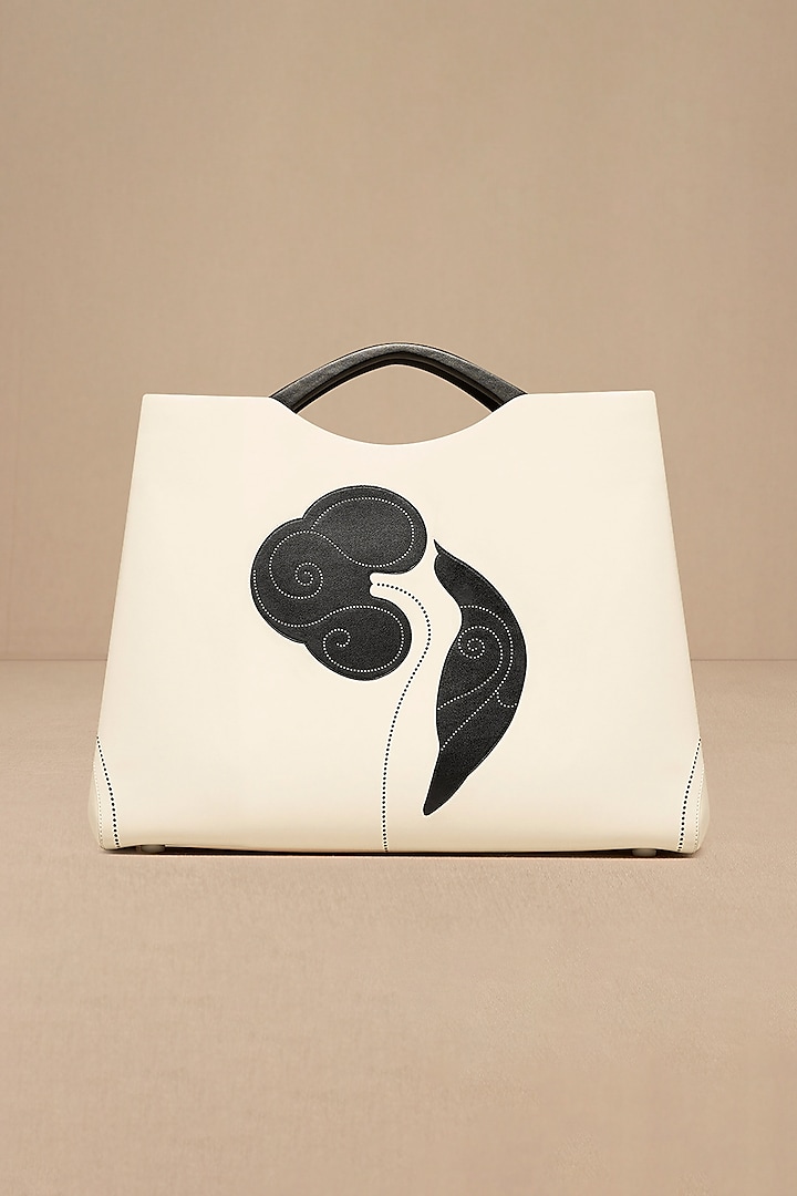 Ivory Faux Leather Tote Bag by AMPM Accessories at Pernia's Pop Up Shop