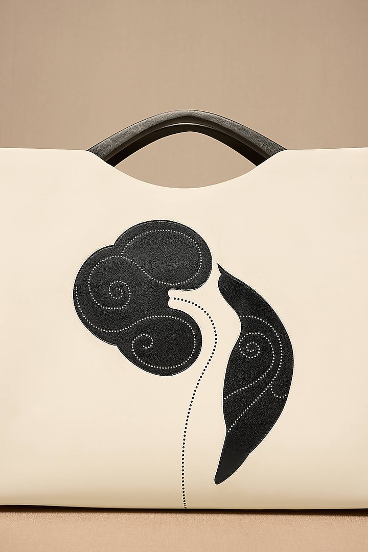 Ivory Faux Leather Tote Bag by AMPM Accessories at Pernia's Pop Up Shop