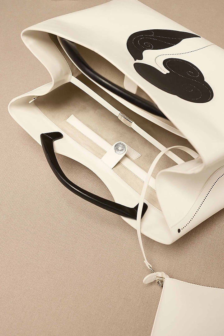 Ivory Faux Leather Tote Bag by AMPM Accessories at Pernia's Pop Up Shop