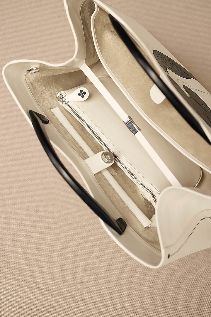 Ivory Faux Leather Tote Bag by AMPM Accessories at Pernia's Pop Up Shop