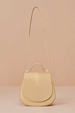 Beige Faux Leather Bag by AMPM Accessories