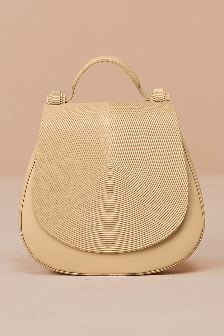 Beige Faux Leather Bag by AMPM Accessories at Pernia's Pop Up Shop
