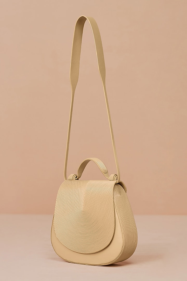 Beige Faux Leather Bag by AMPM Accessories at Pernia's Pop Up Shop