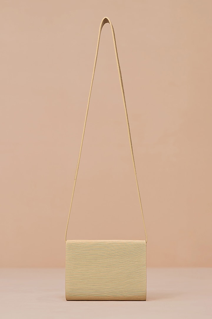 Beige Faux Leather Sling Bag by AMPM Accessories at Pernia's Pop Up Shop