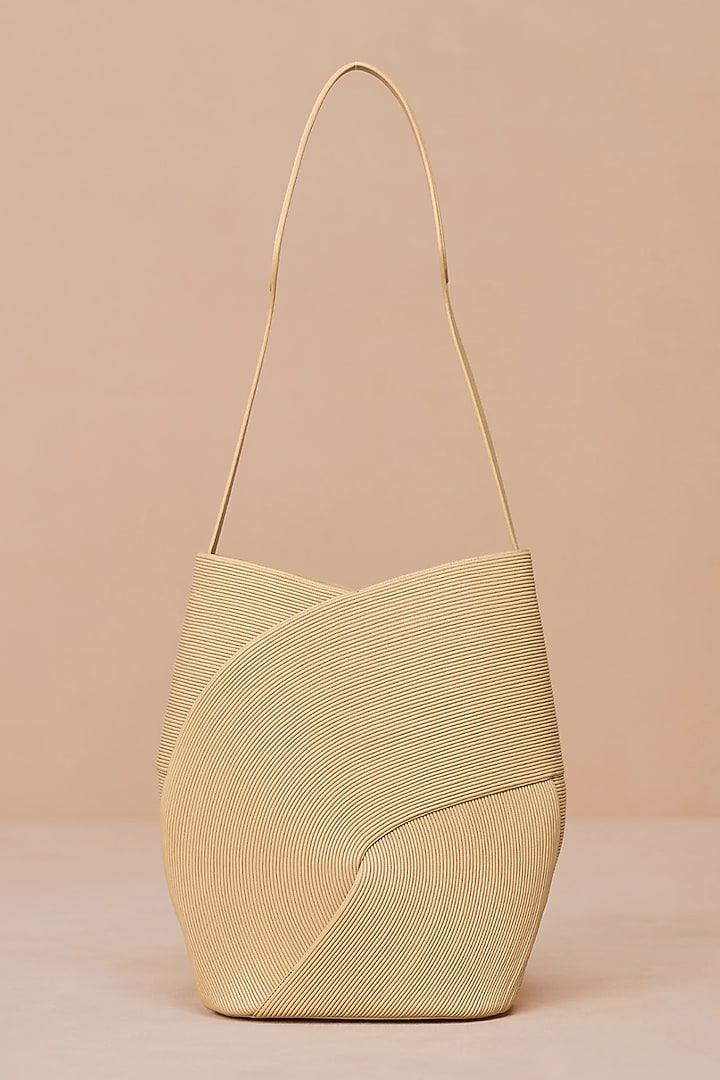 Beige Faux Leather Handbag by AMPM Accessories at Pernia's Pop Up Shop