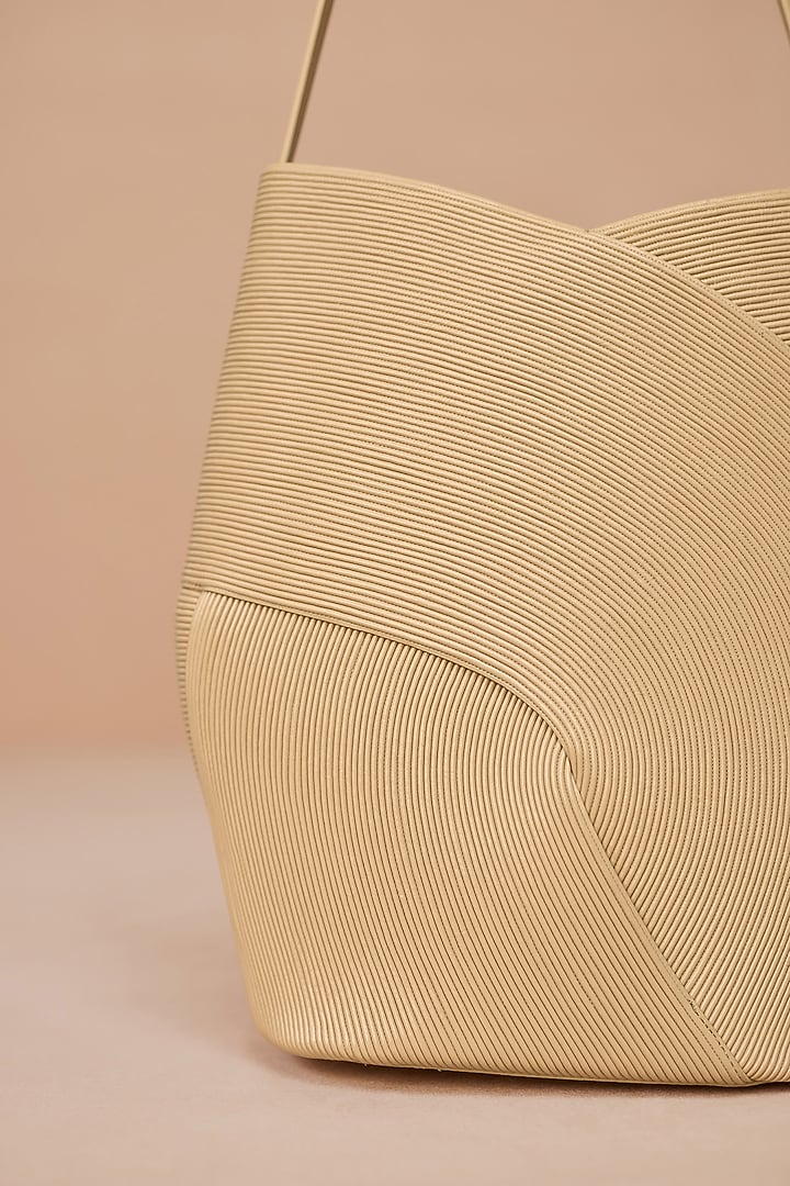 Beige Faux Leather Handbag by AMPM Accessories at Pernia's Pop Up Shop