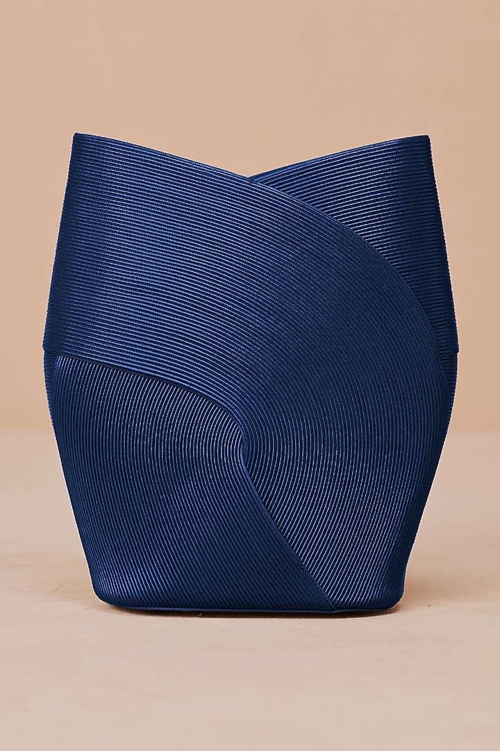 Navy Faux Leather Handbag by AMPM Accessories at Pernia's Pop Up Shop