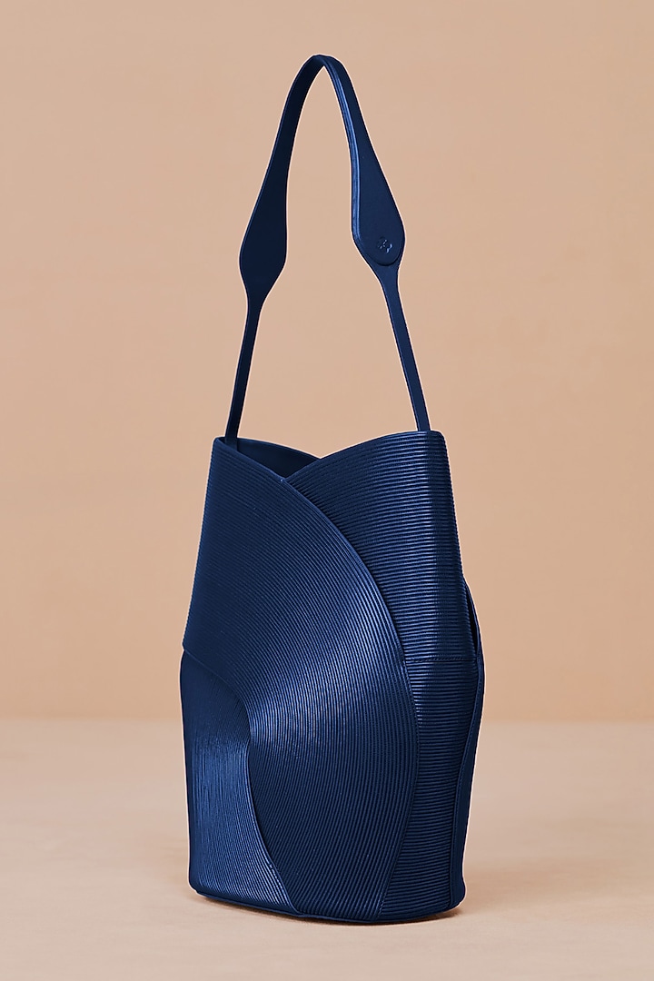 Navy Faux Leather Handbag by AMPM Accessories at Pernia's Pop Up Shop