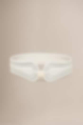 Ivory PU & Faux Leather Belt by AMPM Accessories at Pernia's Pop Up Shop