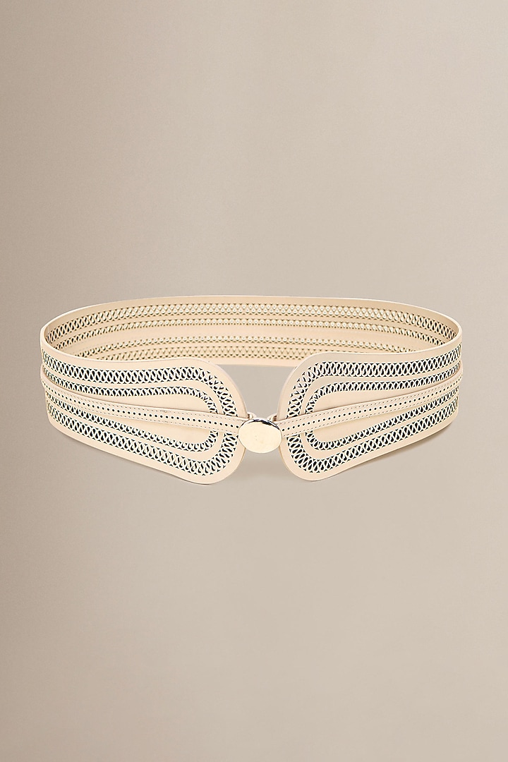 Metallic Pearl PU & Faux Leather Belt by AMPM Accessories at Pernia's Pop Up Shop