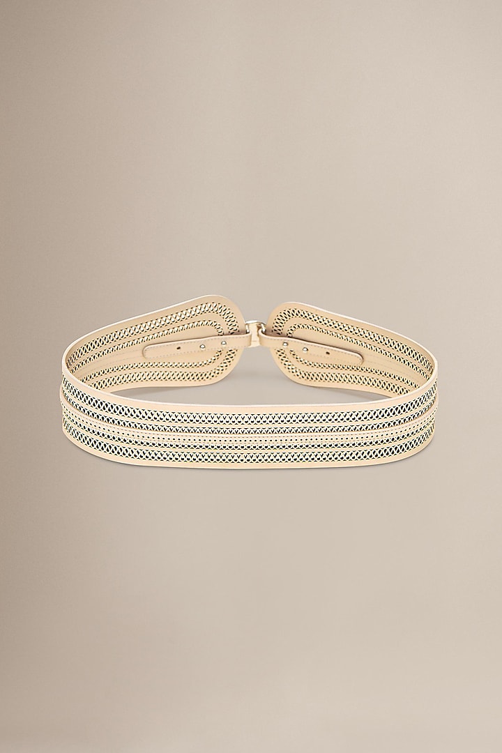 Metallic Pearl PU & Faux Leather Belt by AMPM Accessories at Pernia's Pop Up Shop
