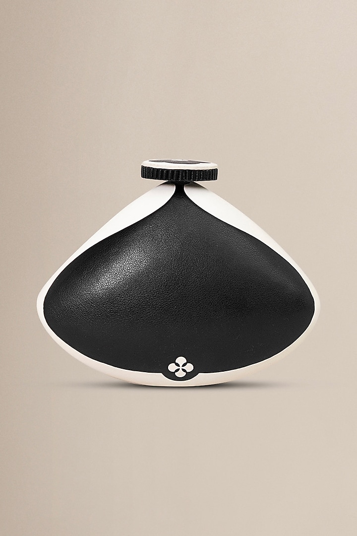 Black & Ivory Faux Leather Clutch by AMPM Accessories at Pernia's Pop Up Shop