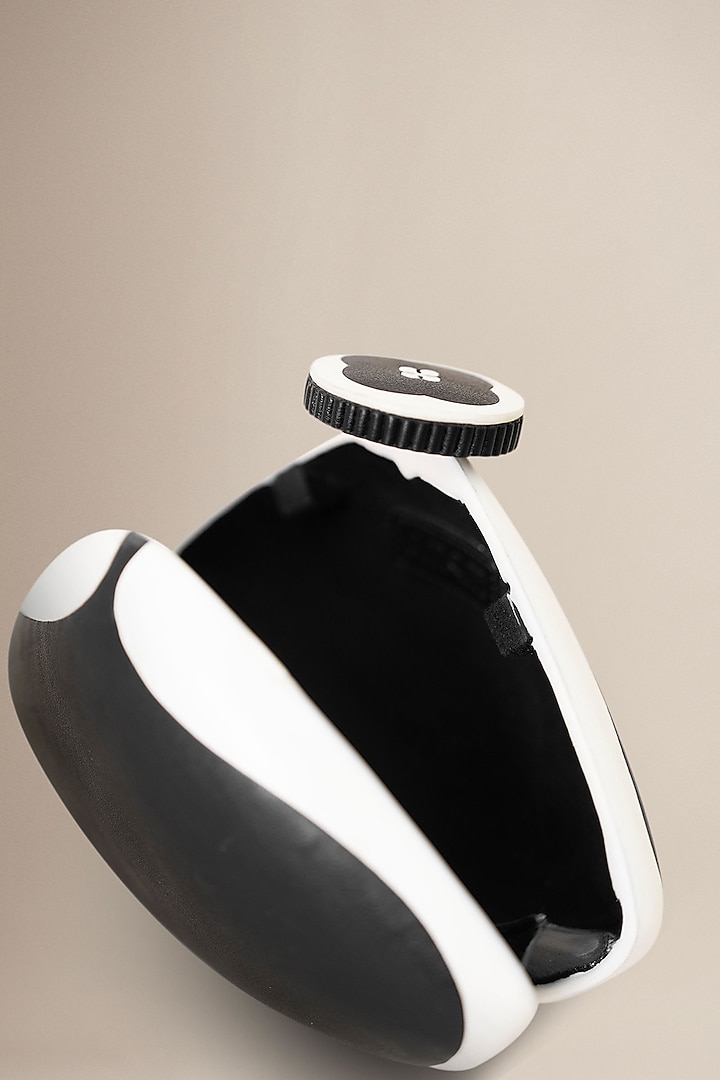 Black & Ivory Faux Leather Clutch by AMPM Accessories at Pernia's Pop Up Shop