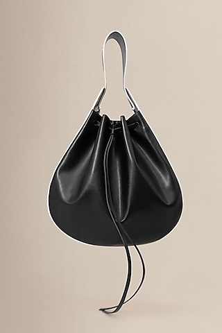 Black PU & Faux Leather Bucket Bag by AMPM Accessories