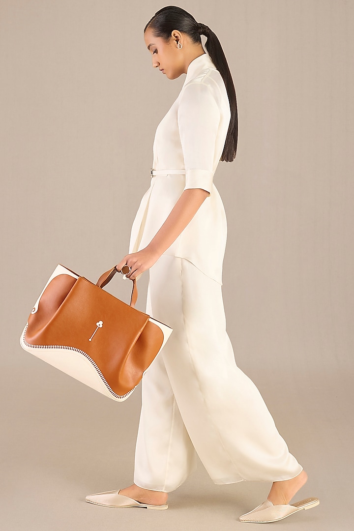 Tan & Ivory Faux Leather Bag by AMPM Accessories