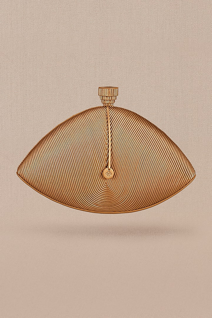 Gold Faux Leather Clutch by AMPM Accessories at Pernia's Pop Up Shop