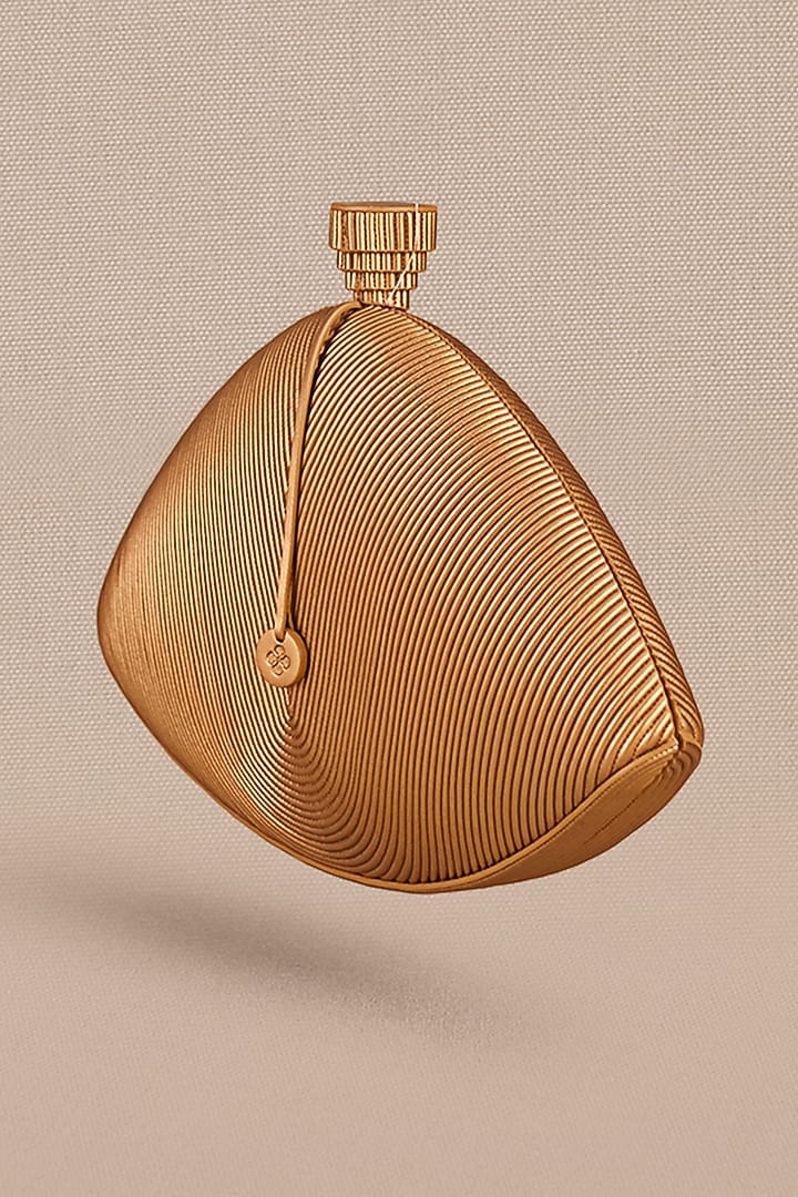Gold Faux Leather Clutch by AMPM Accessories at Pernia's Pop Up Shop