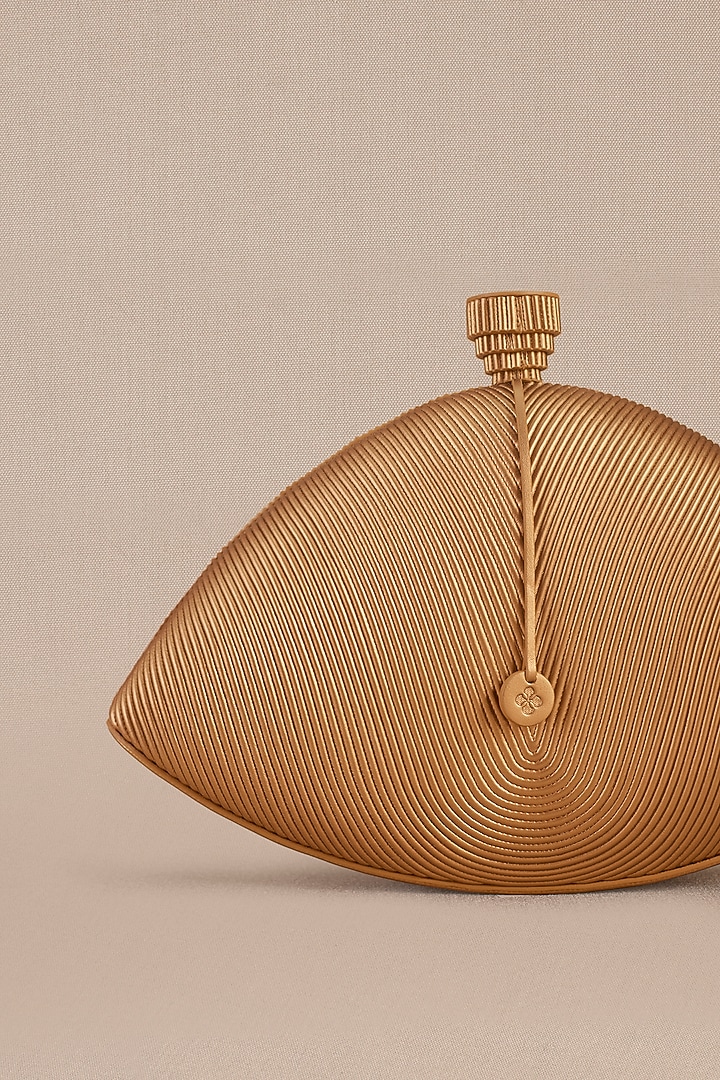 Gold Faux Leather Clutch by AMPM Accessories at Pernia's Pop Up Shop
