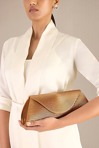 Gold Faux Leather Clutch by AMPM Accessories