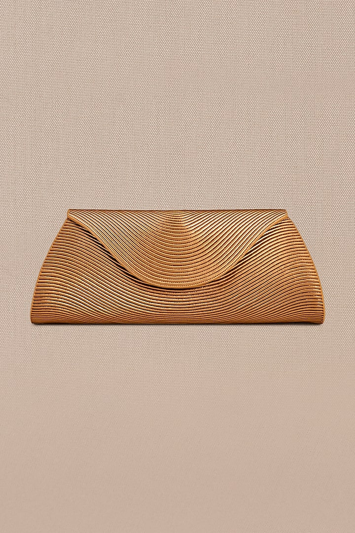 Gold Faux Leather Clutch by AMPM Accessories at Pernia's Pop Up Shop