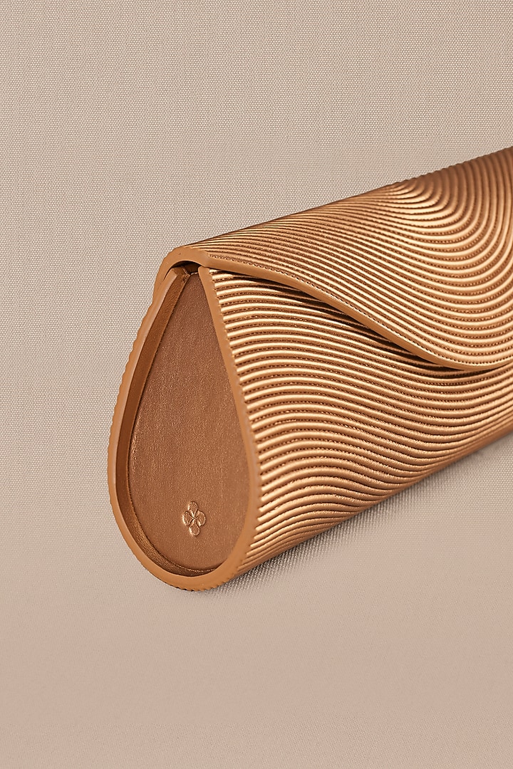 Gold Faux Leather Clutch by AMPM Accessories at Pernia's Pop Up Shop
