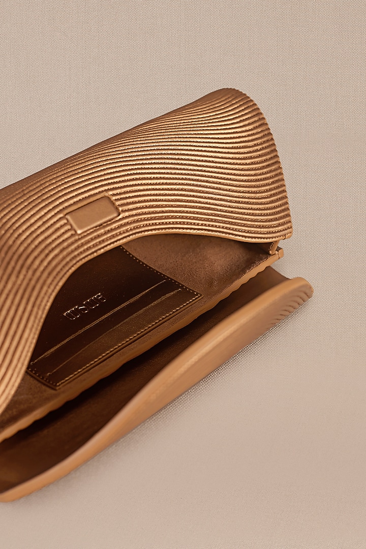 Gold Faux Leather Clutch by AMPM Accessories at Pernia's Pop Up Shop