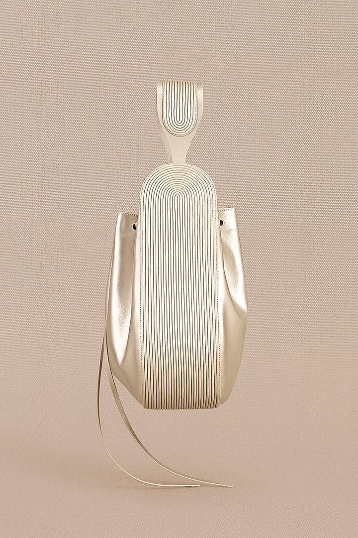 Metallic Pearl Faux Leather Bucket Bag by AMPM Accessories at Pernia's Pop Up Shop