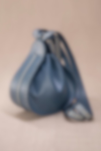 Blue Faux Leather Bucket Bag by AMPM Accessories