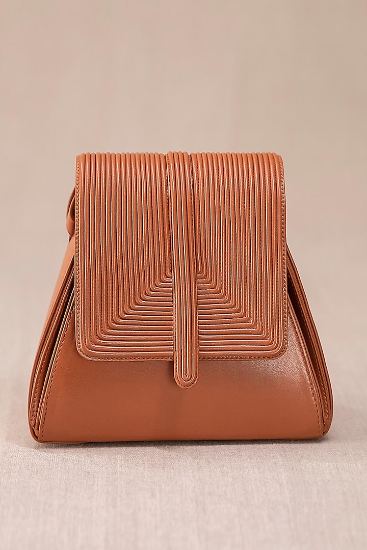 Tan Structured Shoulder Bag by AMPM Accessories