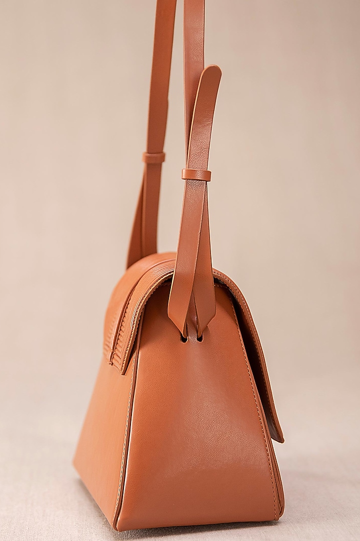 Tan Structured Shoulder Bag by AMPM Accessories at Pernia's Pop Up Shop