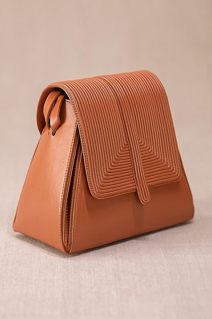 Tan Structured Shoulder Bag by AMPM Accessories at Pernia's Pop Up Shop
